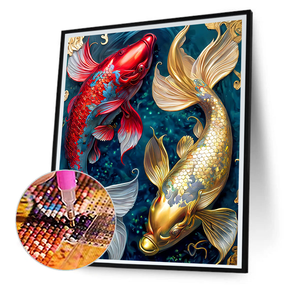 Pisces Koi - Full Round Drill Diamond Painting 30*40CM