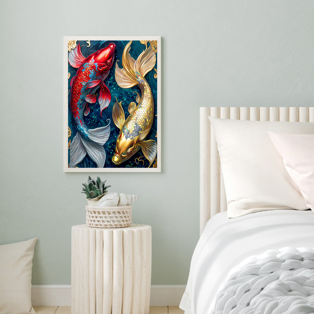 Pisces Koi - Full Round Drill Diamond Painting 30*40CM