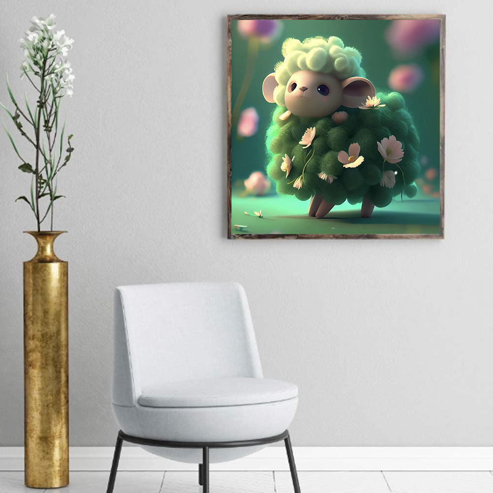 Green Sheep - Full Round Drill Diamond Painting 35*35CM