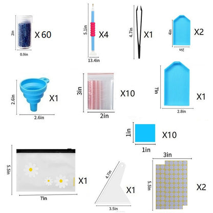 Heart-shaped/round False Nail Case Plastic 60 Slots for Jewelry Diamond Painting(Round Red Zipper)