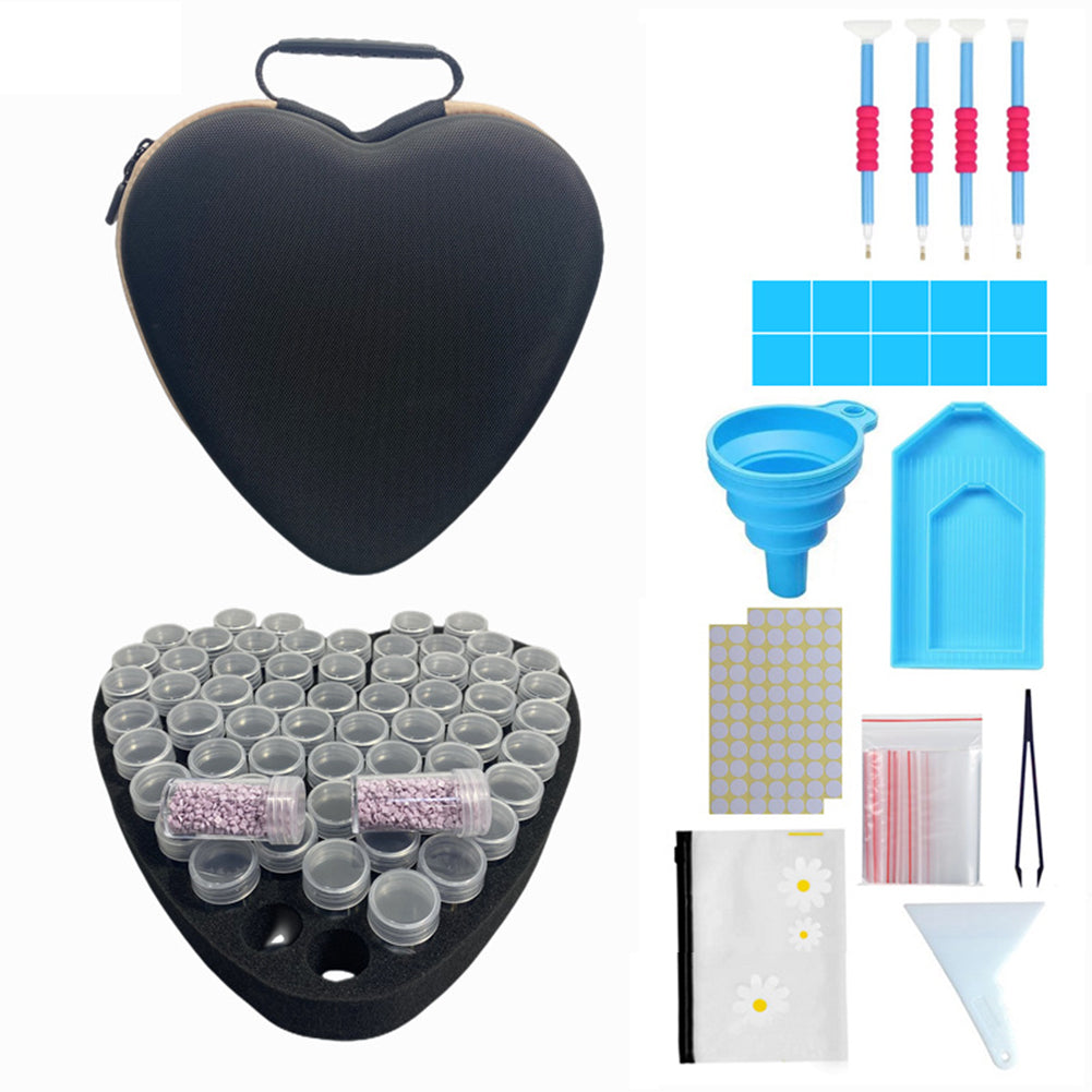 Heart-shaped/round False Nail Case Plastic 60 Slots for Jewelry Diamond Painting(Heart-Shaped)