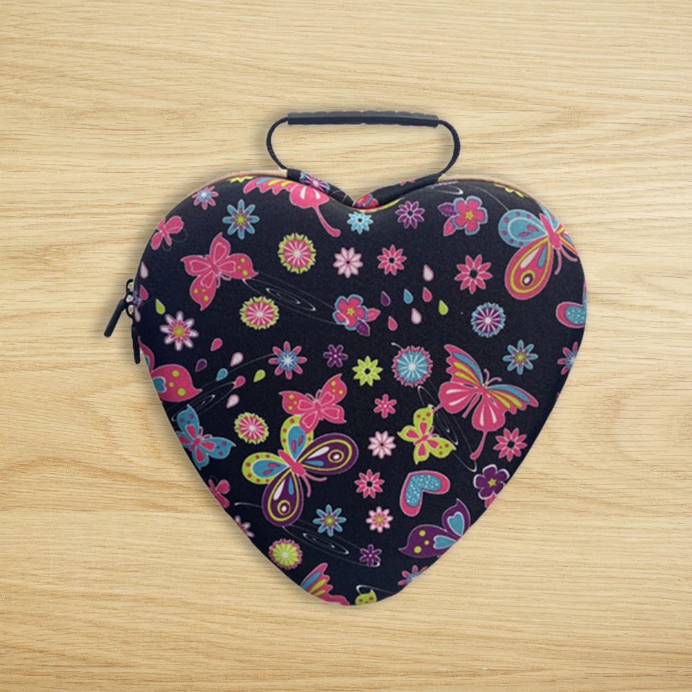 Heart-shaped/round False Nail Case Plastic 60 Slots for Jewelry Diamond Painting(Heart-Shaped Black Butterfly)