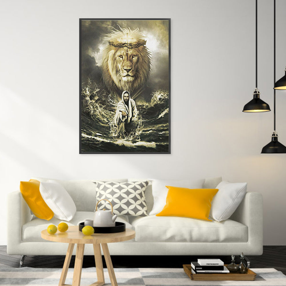 Jesus Lion Save - Full Round Drill Diamond Painting 40*60CM