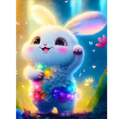 Lantern White Rabbit - Full Round Drill Diamond Painting 30*40CM