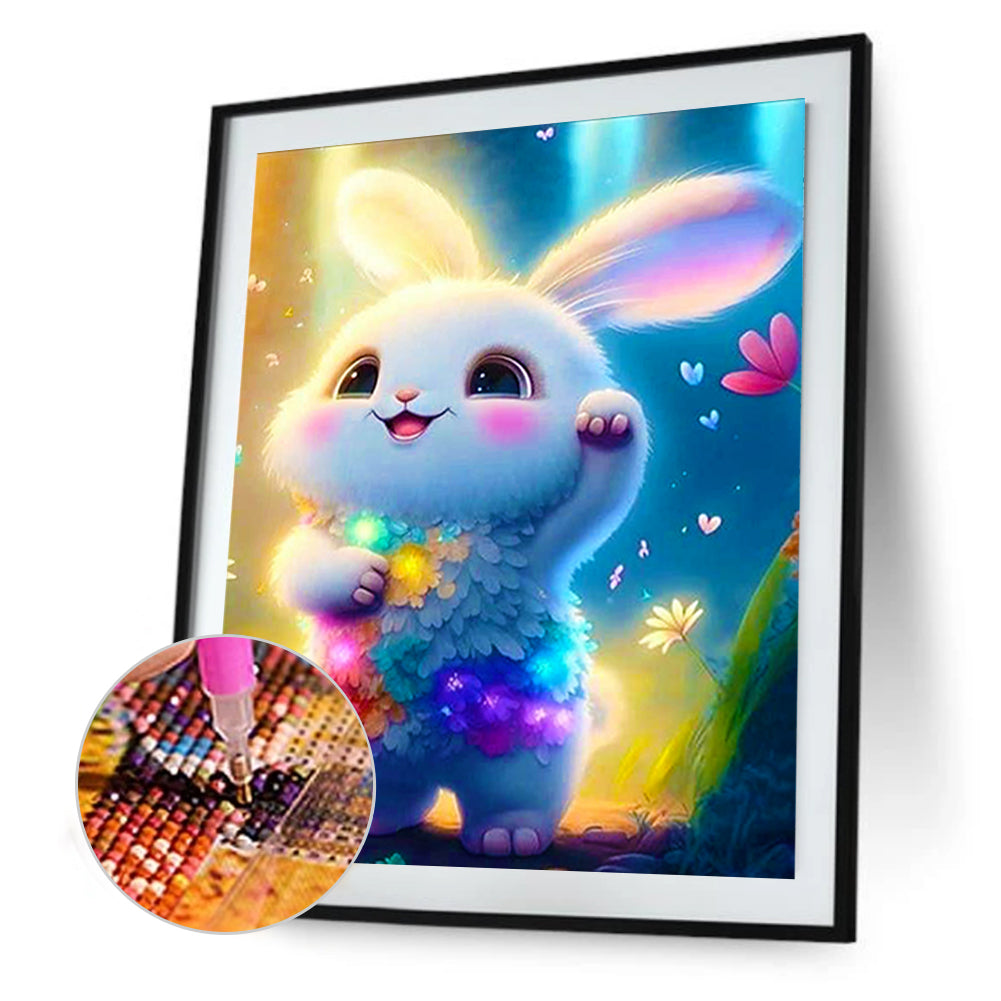 Lantern White Rabbit - Full Round Drill Diamond Painting 30*40CM