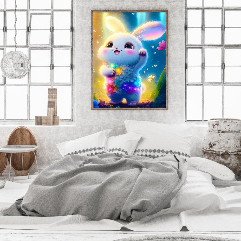 Lantern White Rabbit - Full Round Drill Diamond Painting 30*40CM