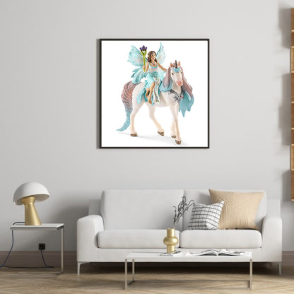 Butterfly Fairy And Unicorn Mount - Full Round Drill Diamond Painting 30*30CM