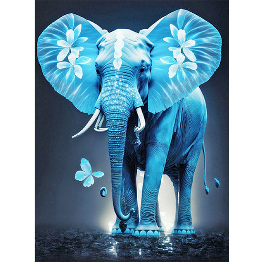 Blue Elephant - Full Round Drill Diamond Painting 30*40CM