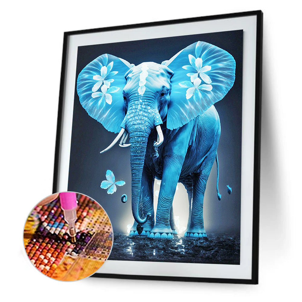 Blue Elephant - Full Round Drill Diamond Painting 30*40CM