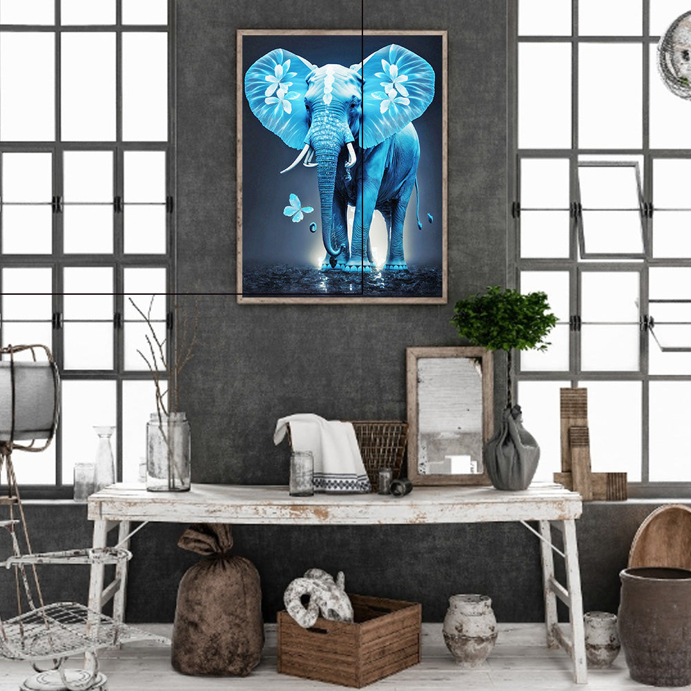 Blue Elephant - Full Round Drill Diamond Painting 30*40CM