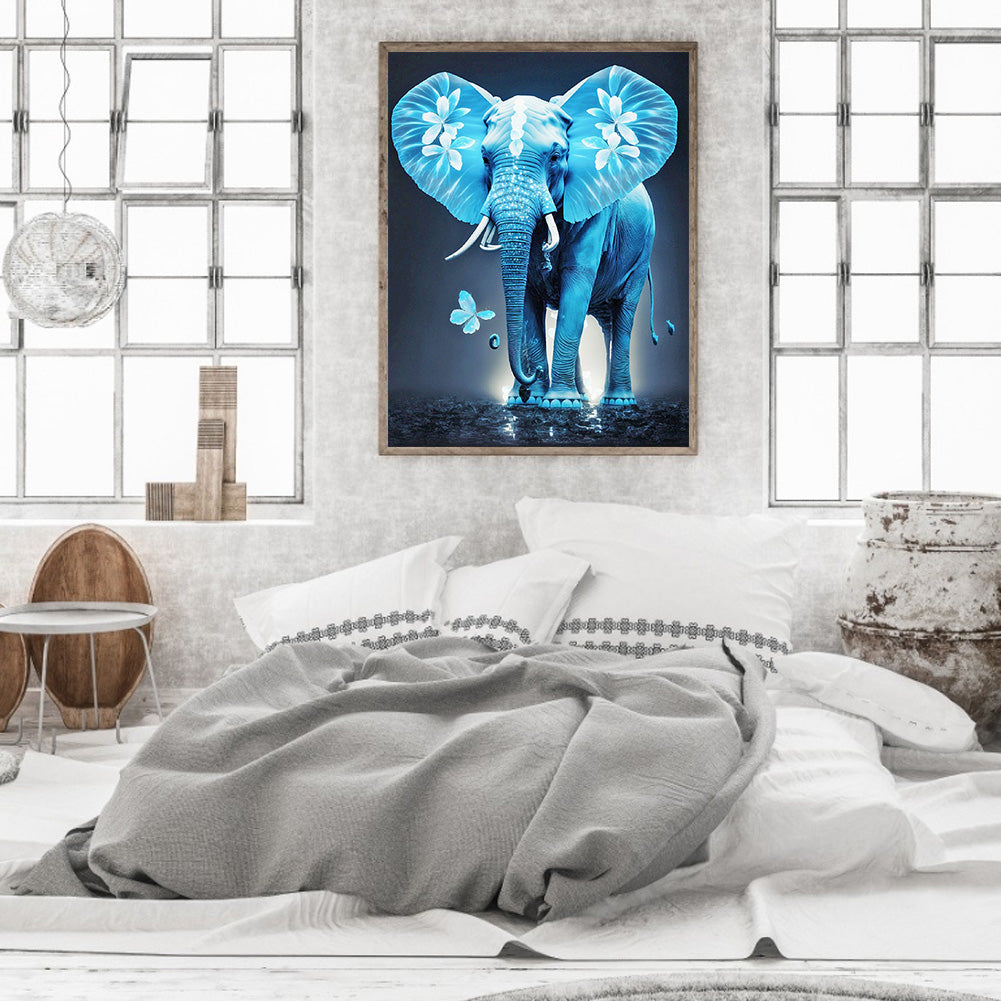 Blue Elephant - Full Round Drill Diamond Painting 30*40CM