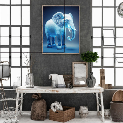 Blue Elephant - Full Round Drill Diamond Painting 30*40CM