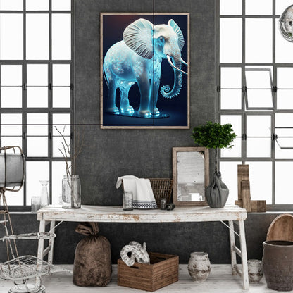 Blue Elephant - Full Round Drill Diamond Painting 30*40CM