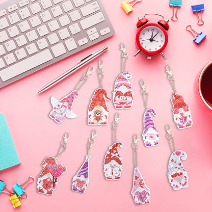 DIY Keychains Craft 10pcs Pink Gnome