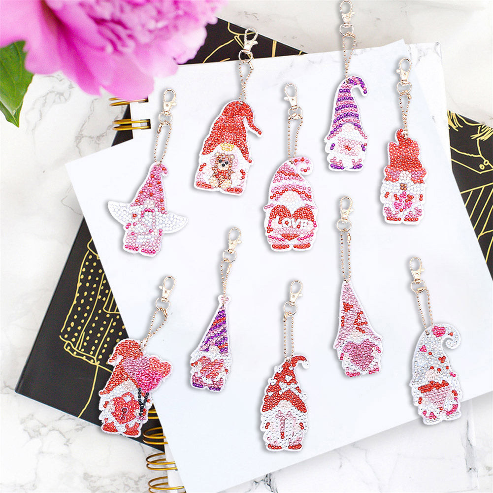 DIY Keychains Craft 10pcs Pink Gnome