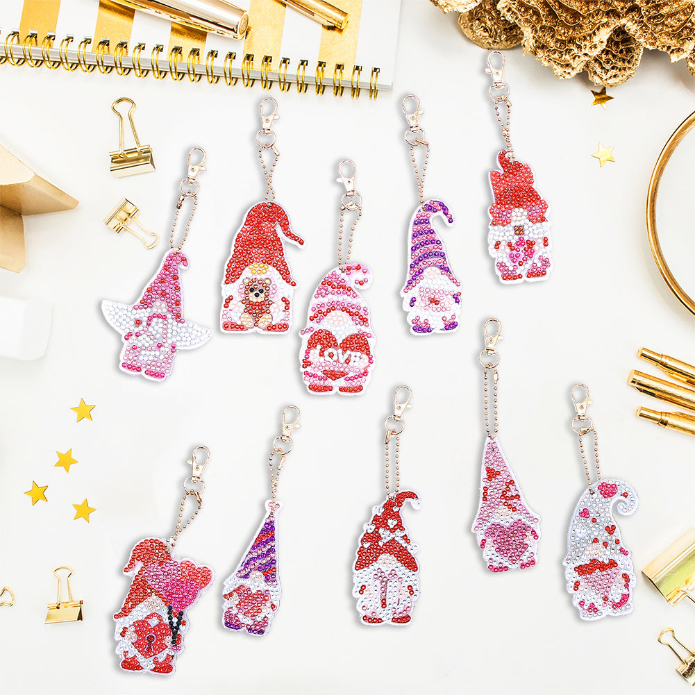 DIY Keychains Craft 10pcs Pink Gnome