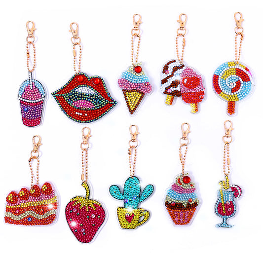 DIY Keychains Craft 10pcs Pink Ice Cream