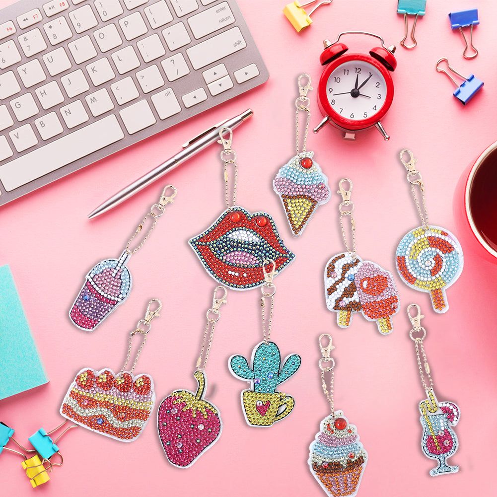 DIY Keychains Craft 10pcs Pink Ice Cream