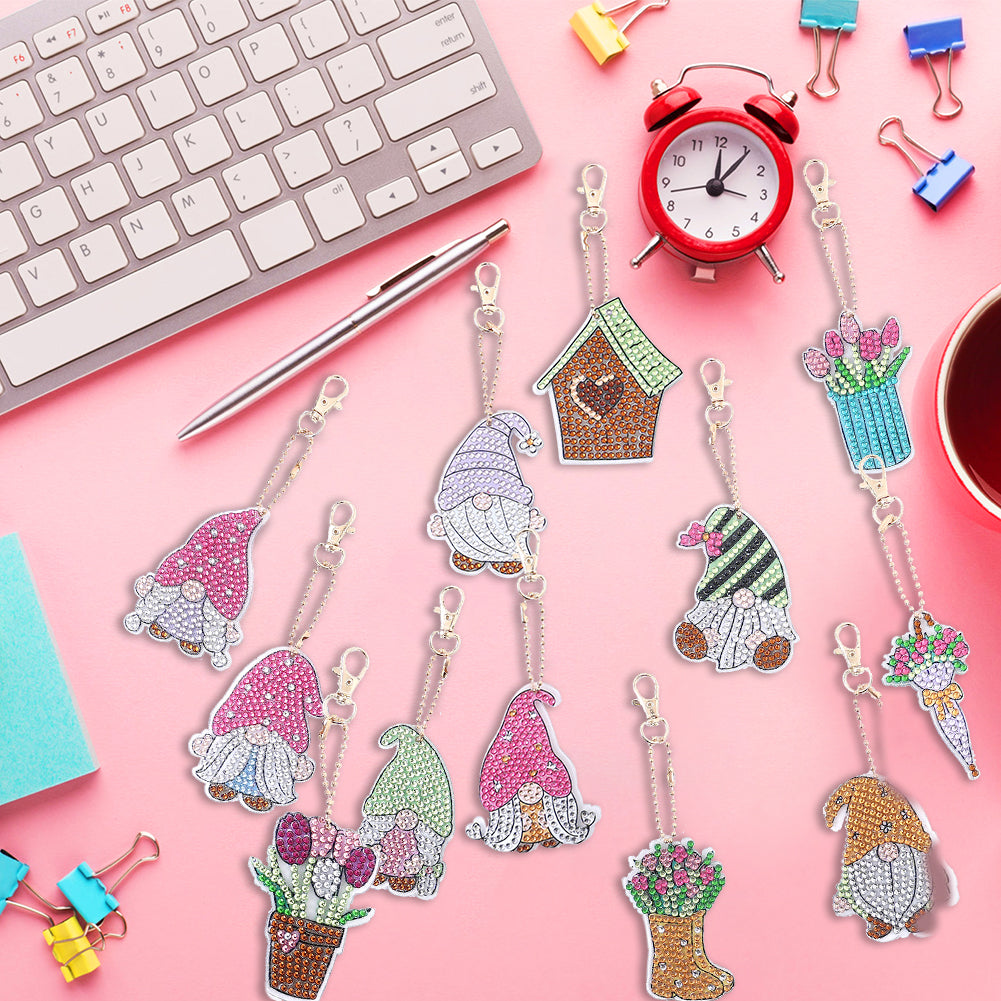 DIY Keychains Craft 12pcs Garden Gnome