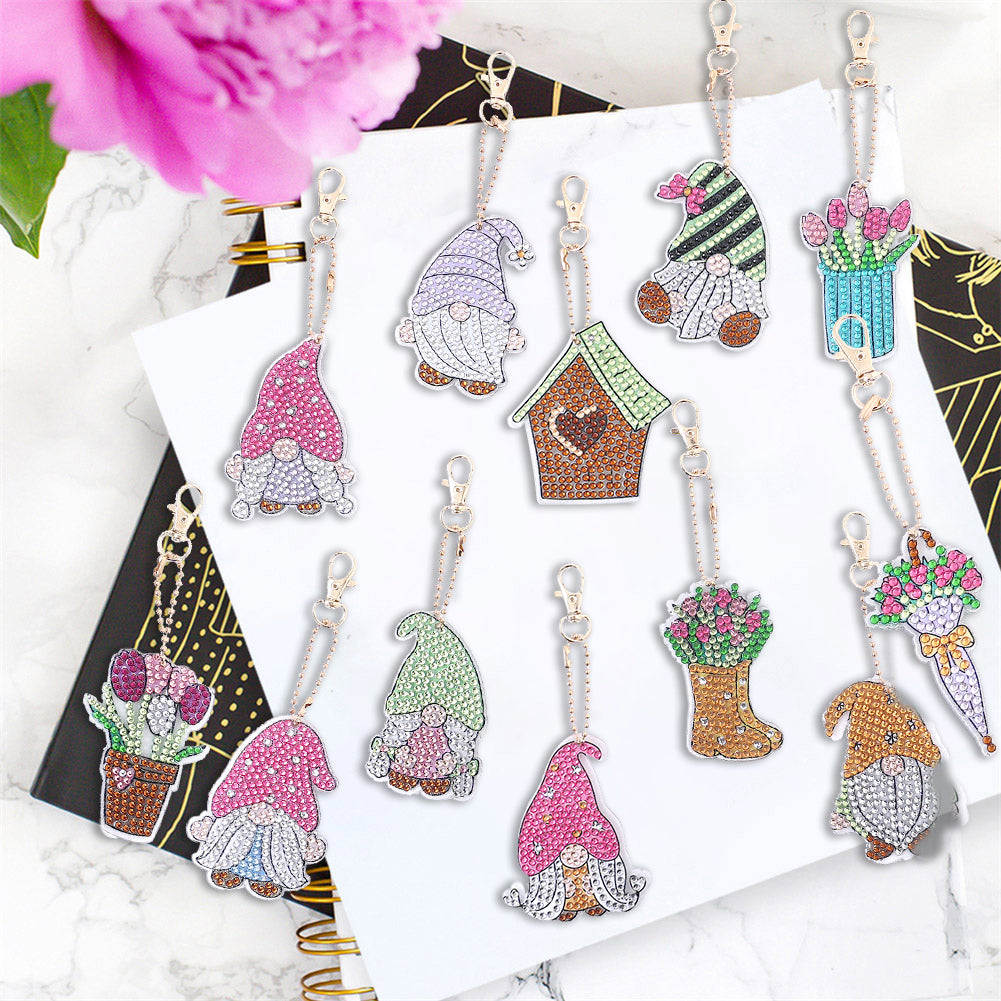 DIY Keychains Craft 12pcs Garden Gnome