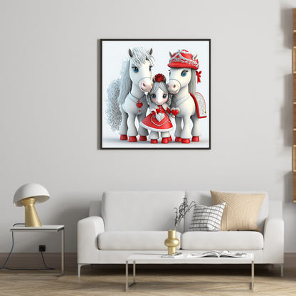 Pony Family - Full Round Drill Diamond Painting 30*30CM