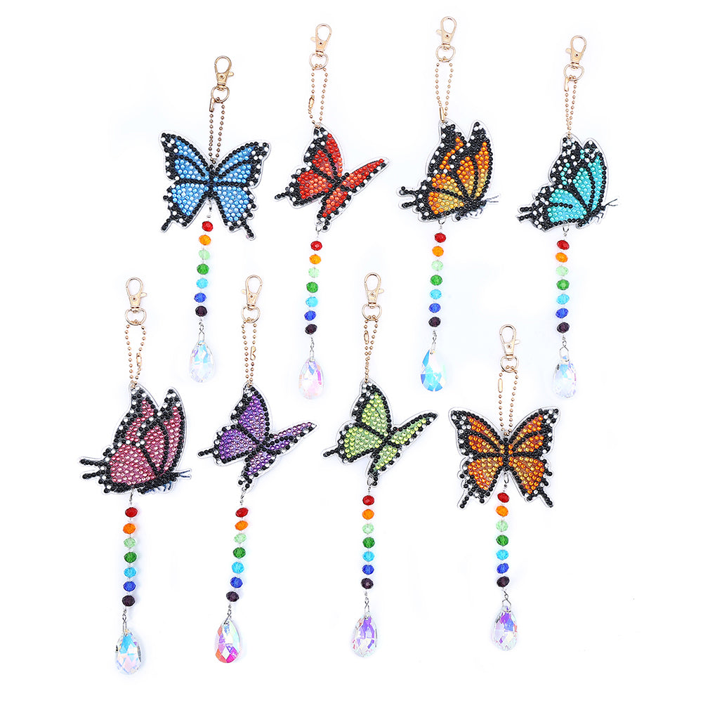 8pcs Diamond Painting Pendant Acrylic DIY Butterfly Point Drill Pendant for Gift