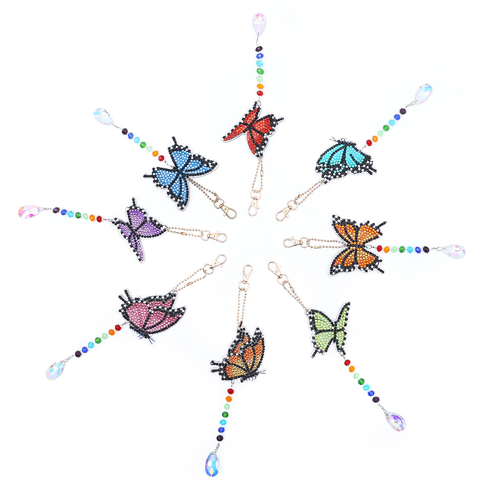 8pcs Diamond Painting Pendant Acrylic DIY Butterfly Point Drill Pendant for Gift