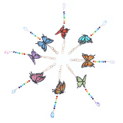 8pcs Diamond Painting Pendant Acrylic DIY Butterfly Point Drill Pendant for Gift