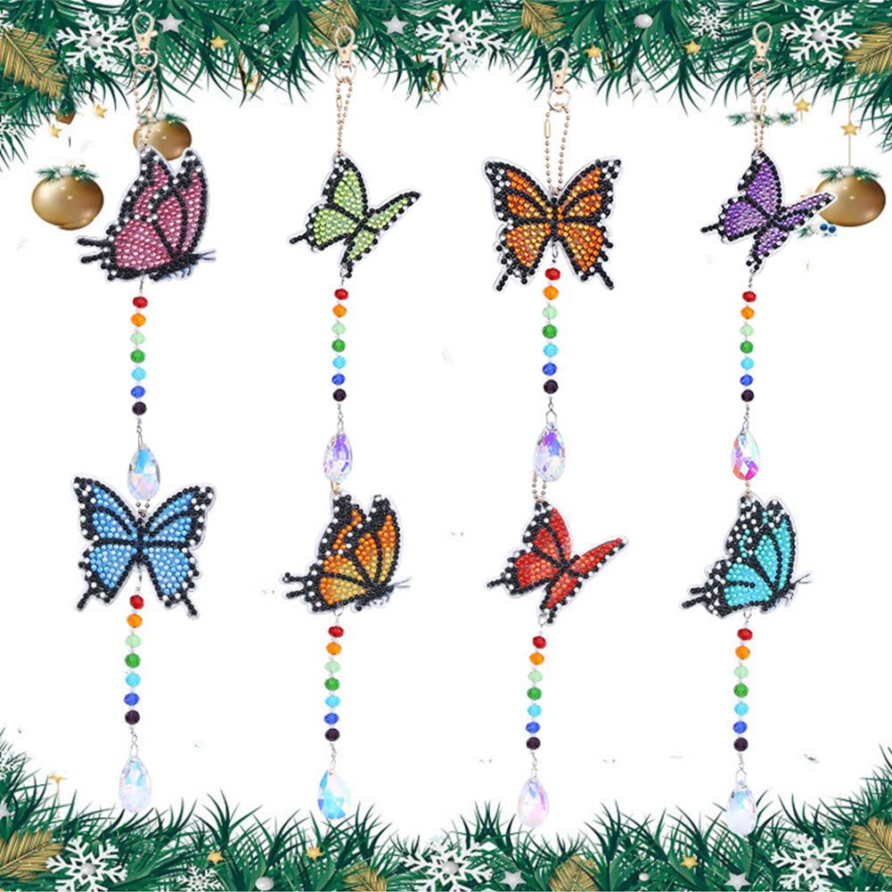 8pcs Diamond Painting Pendant Acrylic DIY Butterfly Point Drill Pendant for Gift