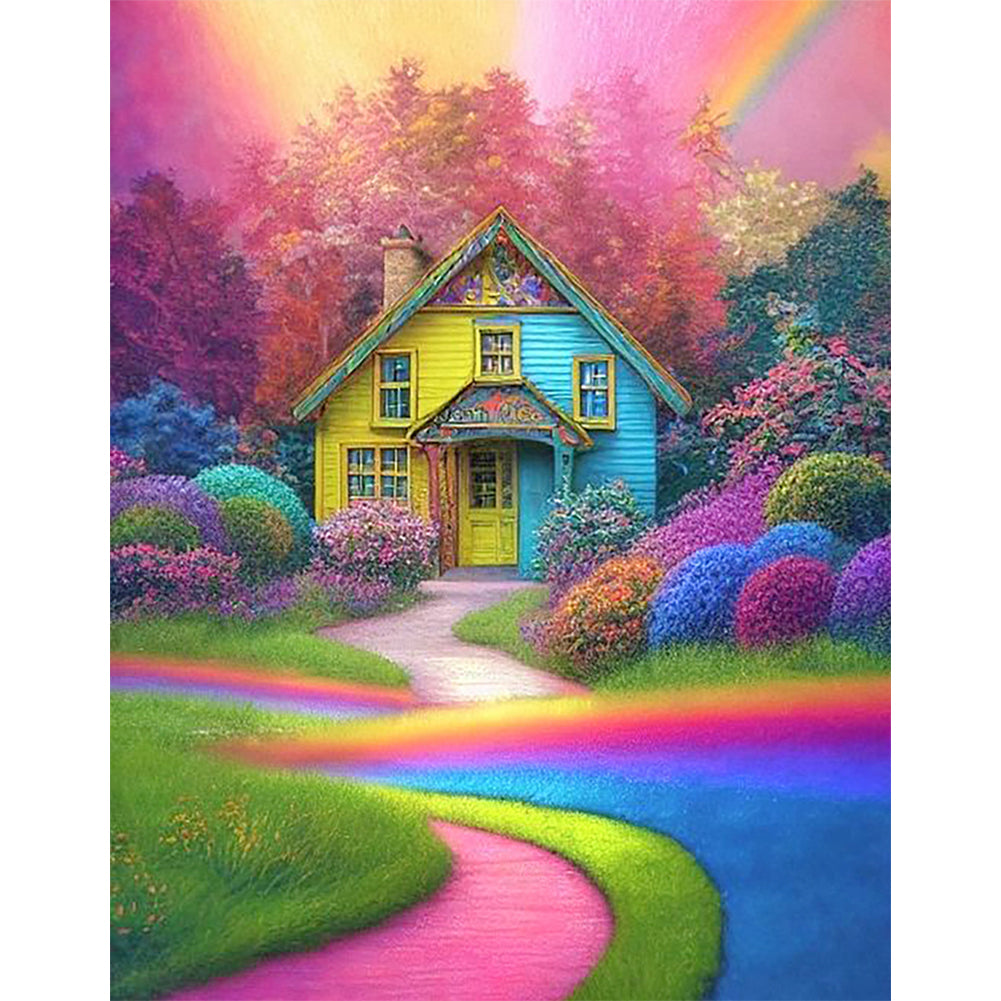 Rainbow House - Full Round Drill Diamond Painting 40*50CM