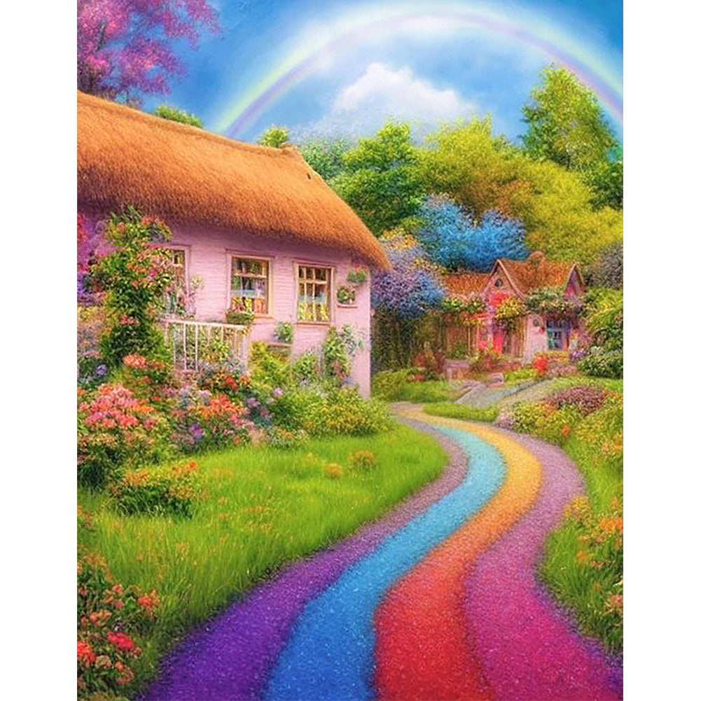 Rainbow House - Full Round Drill Diamond Painting 40*50CM