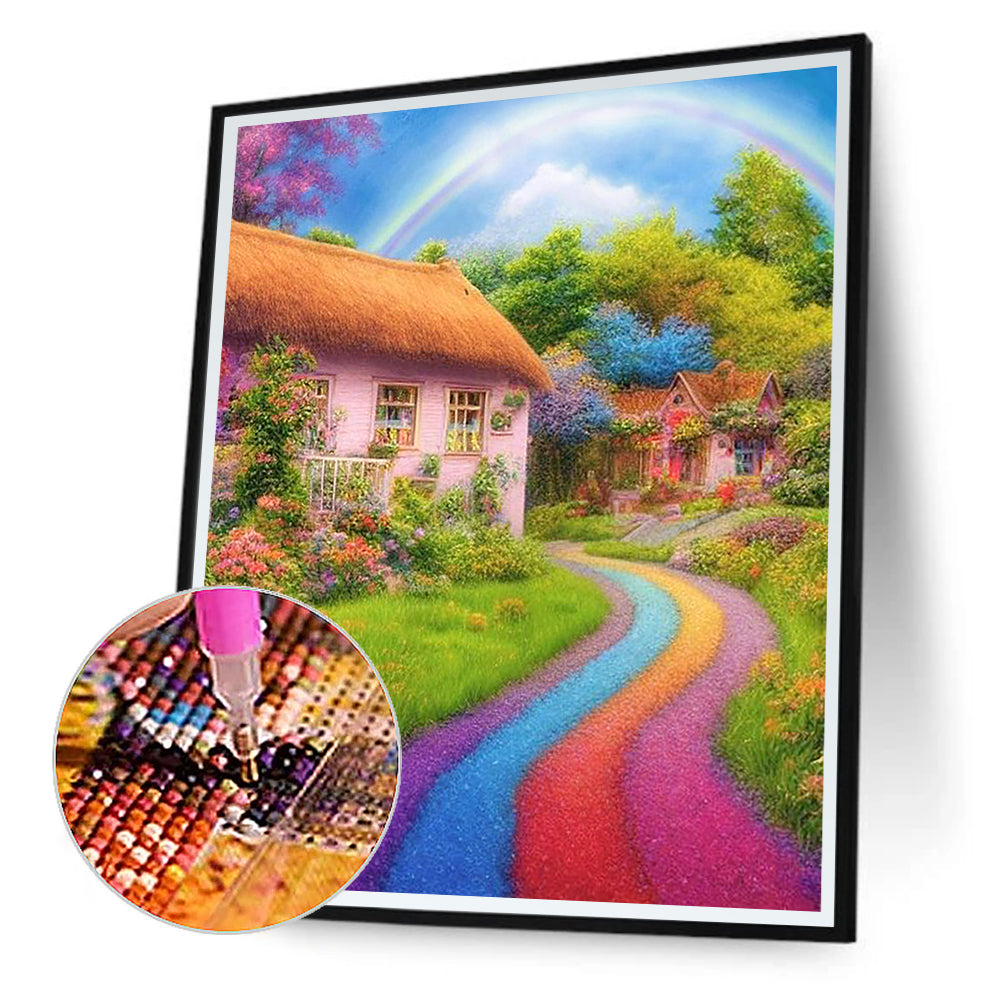 Rainbow House - Full Round Drill Diamond Painting 40*50CM