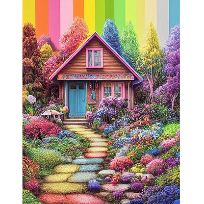 Rainbow House - Full Round Drill Diamond Painting 40*50CM