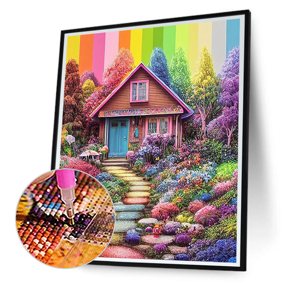 Rainbow House - Full Round Drill Diamond Painting 40*50CM