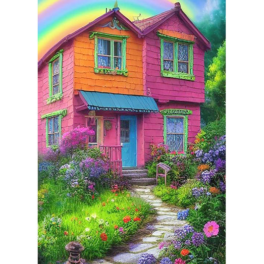 Rainbow House - Full Round Drill Diamond Painting 40*50CM