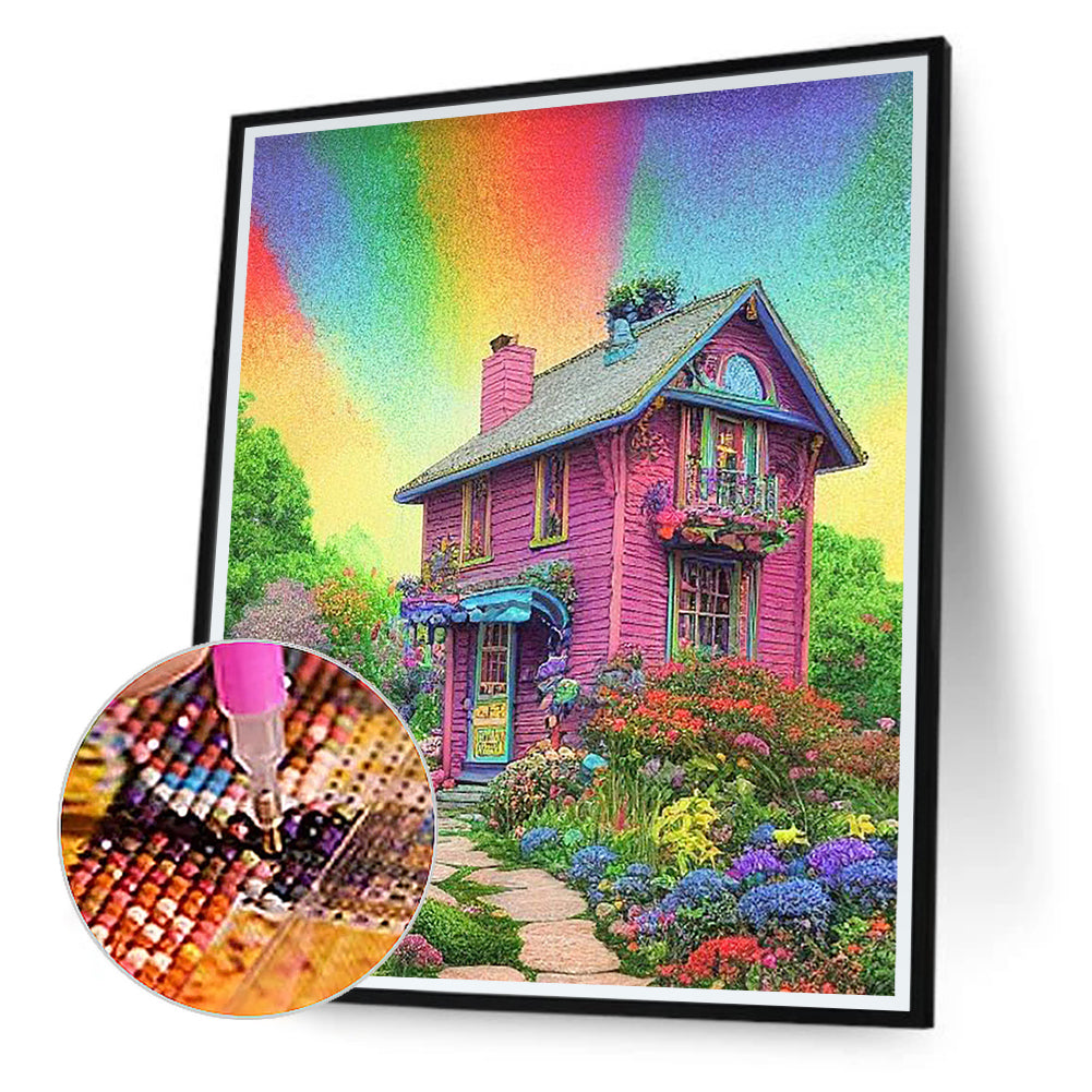 Rainbow House - Full Round Drill Diamond Painting 40*50CM