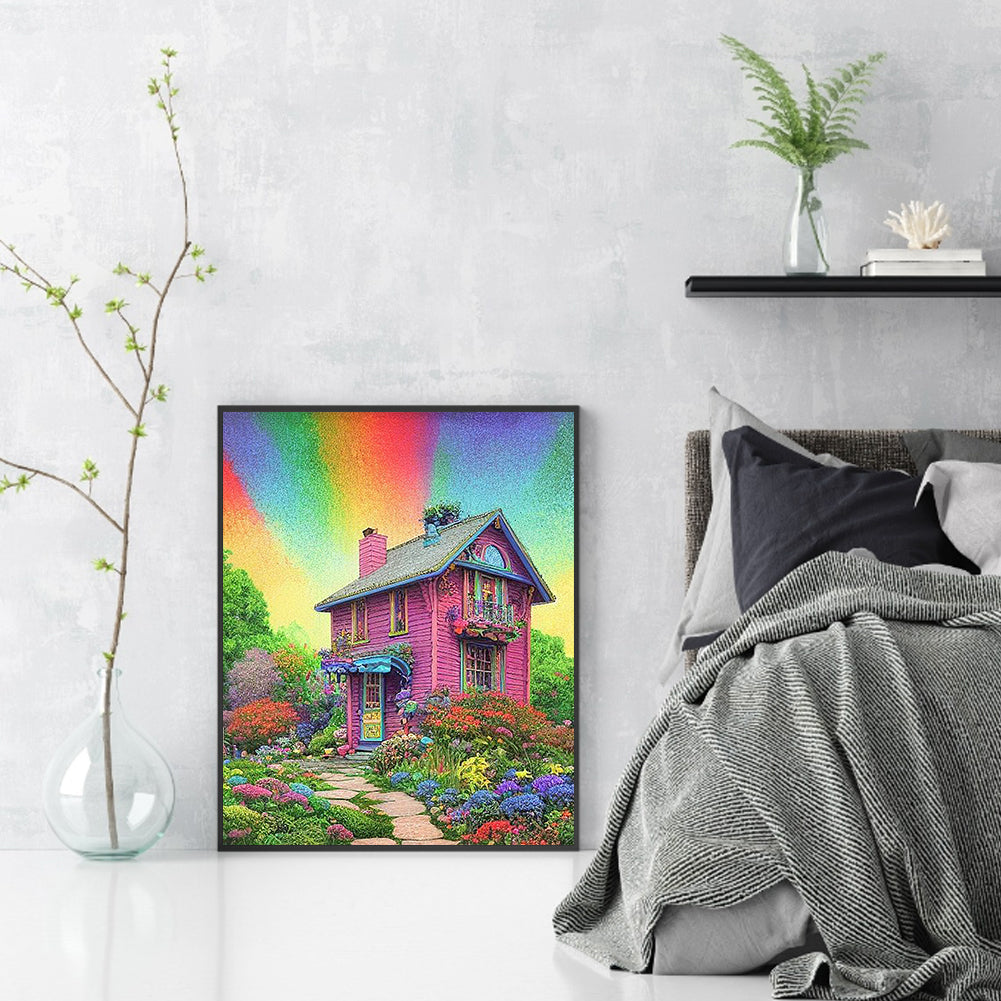 Rainbow House - Full Round Drill Diamond Painting 40*50CM