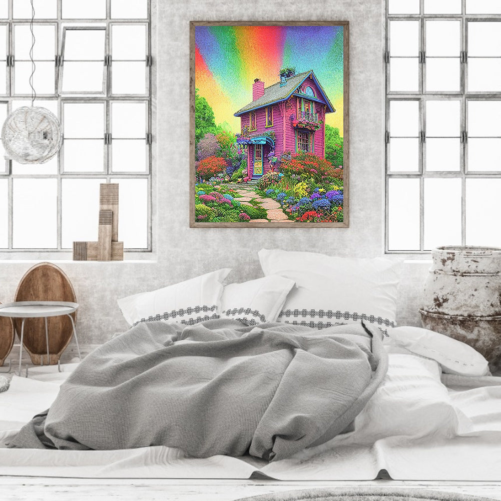 Rainbow House - Full Round Drill Diamond Painting 40*50CM