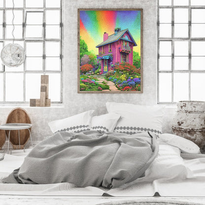 Rainbow House - Full Round Drill Diamond Painting 40*50CM