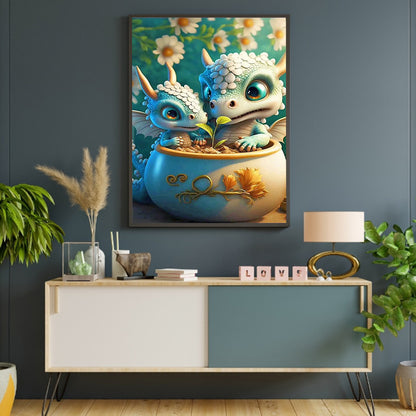 Little Dragon - Full Round Drill Diamond Painting 30*45CM