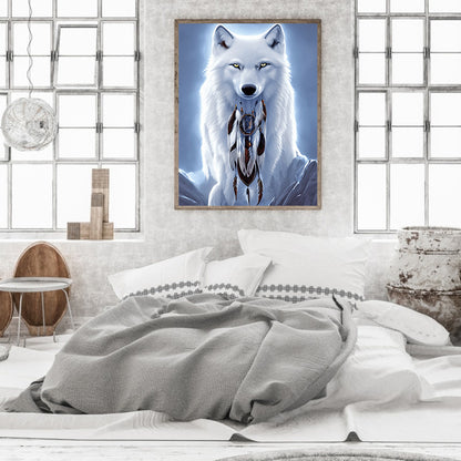 Arctic Wolf Dream Catcher - Full Round Drill Diamond Painting 30*40CM