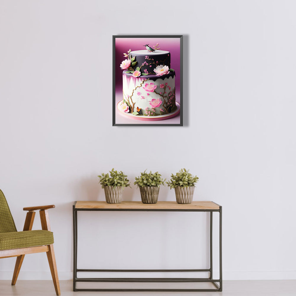 Floral Landscape Cake - Full Round Drill Diamond Painting 30*40CM