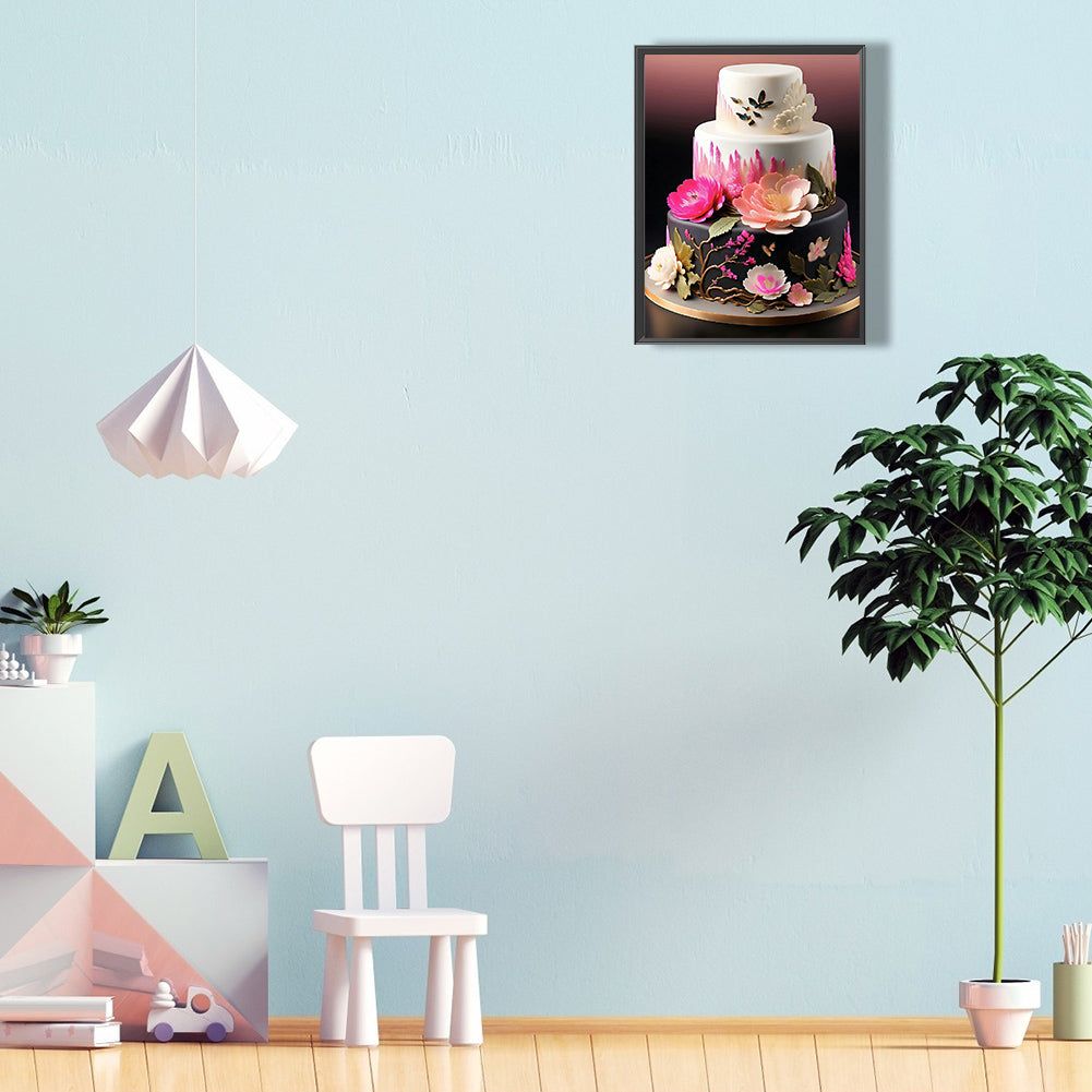 Floral Landscape Cake - Full Round Drill Diamond Painting 30*40CM