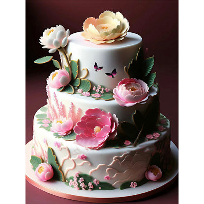 Floral Landscape Cake - Full Round Drill Diamond Painting 30*40CM