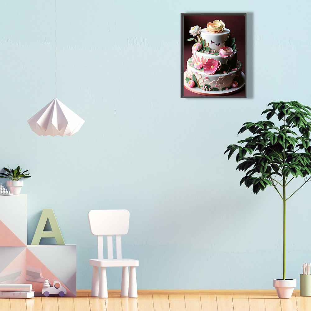 Floral Landscape Cake - Full Round Drill Diamond Painting 30*40CM