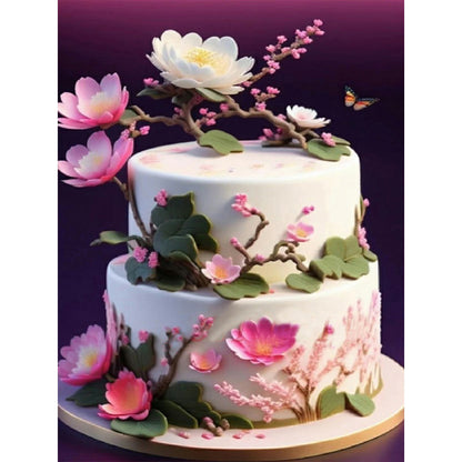 Floral Landscape Cake - Full Round Drill Diamond Painting 30*40CM