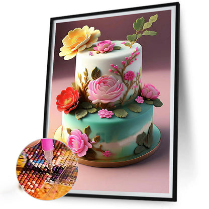 Floral Landscape Cake - Full Round Drill Diamond Painting 30*40CM