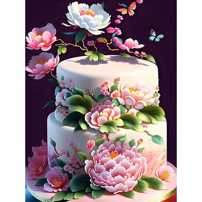 Floral Landscape Cake - Full Round Drill Diamond Painting 30*40CM