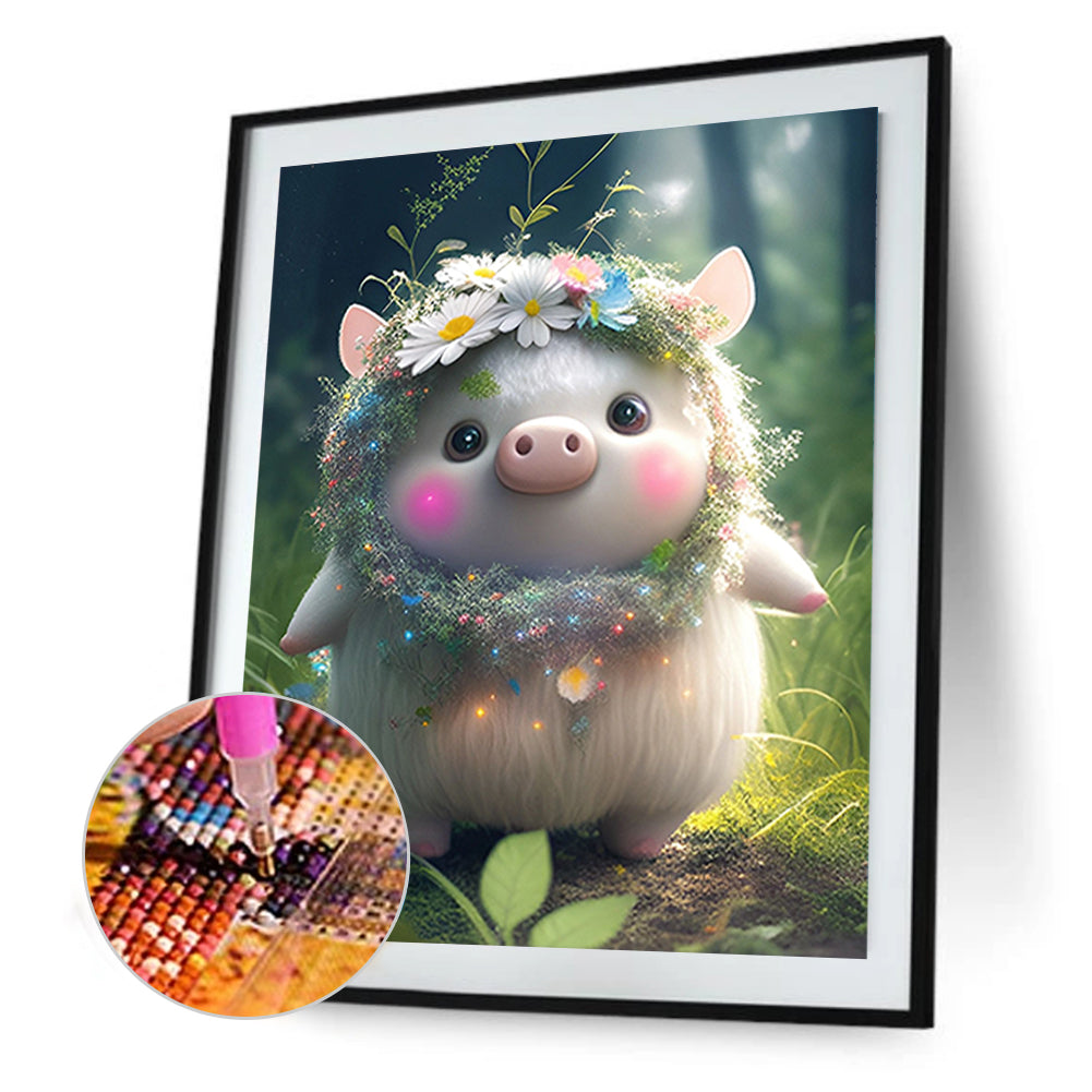 Floral Version Of Zodiac Pig - Full Round Drill Diamond Painting 30*40CM