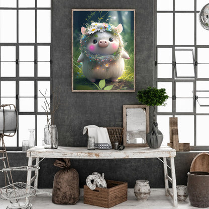 Floral Version Of Zodiac Pig - Full Round Drill Diamond Painting 30*40CM